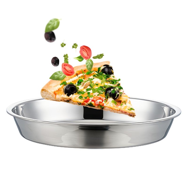 BEENIFIC Deep Dish Pizza Pan,Roasting Pan Drip Pan Stainless Steel Pizza Tray 10-12-14-16Inch (12x1.6inch) - Image 1